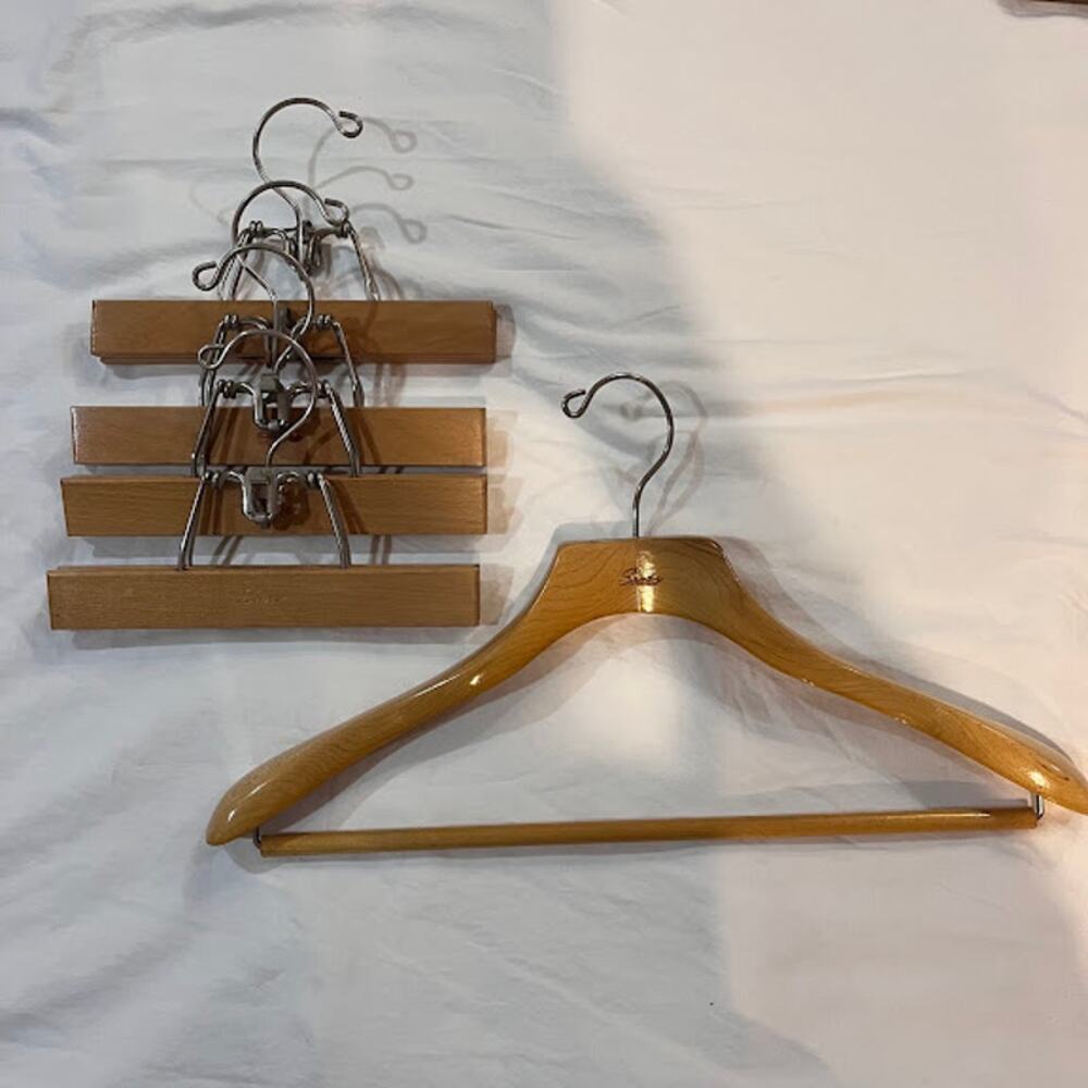 Vintage Sears Jacket 17.5" (1) and Pants 9" (4) Wood Hangers Set of 5